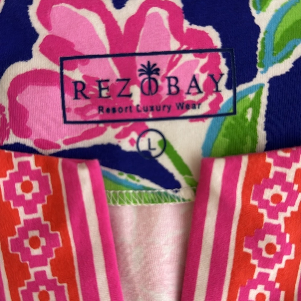 Rezobay Chloe print cotton knit 3/4 sleeves dress size Large never worn - Picture 4 of 5